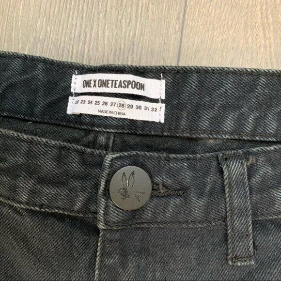 One Teaspoon Fox Black Freebirds Jeans Distressed Skinny Straight Ankle Zipper - Picture 9 of 15